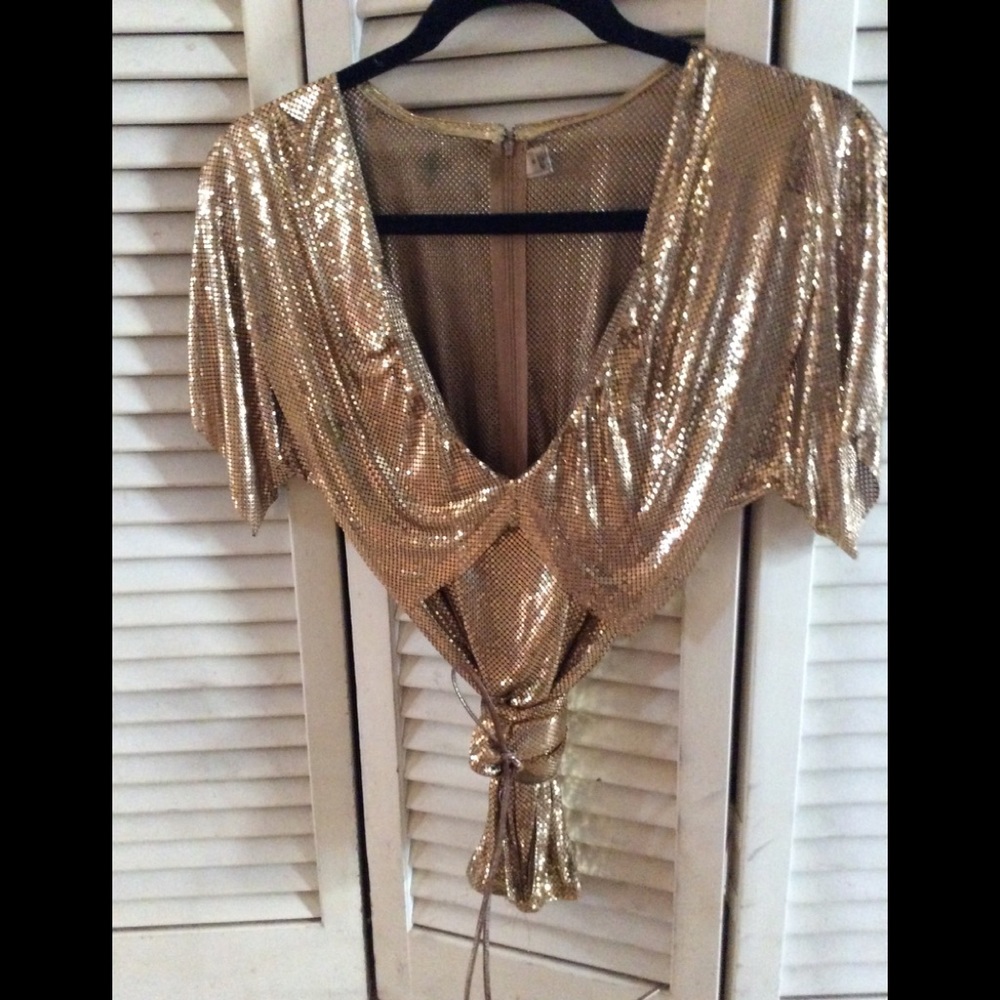 WHITING &DAVIS VINTAGE GOLD METAL MESH TOP WBELT!